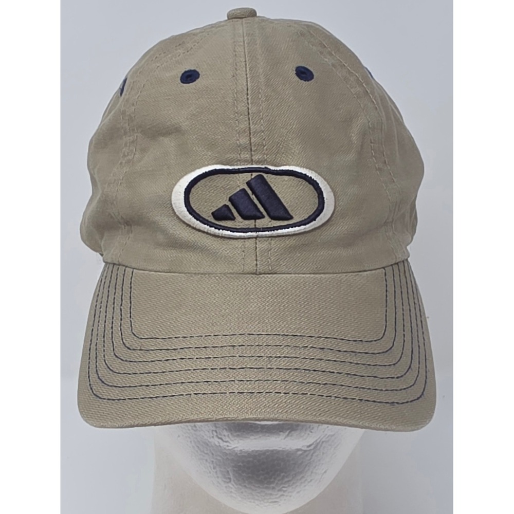 Adidas Strapback Dad Hat Baseball Cap Khaki Tan Vintage Logo